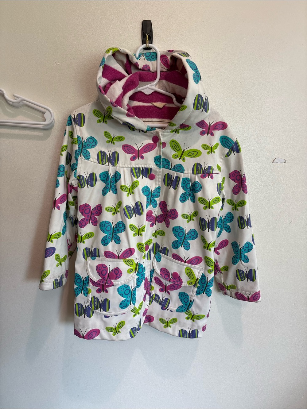 Hatley y2k Butterfly Hooded  rain coat Jacket - Pink, Teal, Green 4T